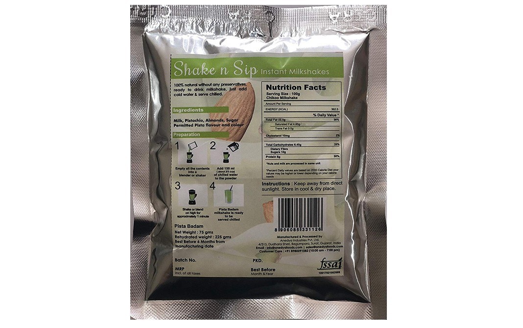 Cira Shake n Sip Pista Badam Milkshake   Pack  75 grams